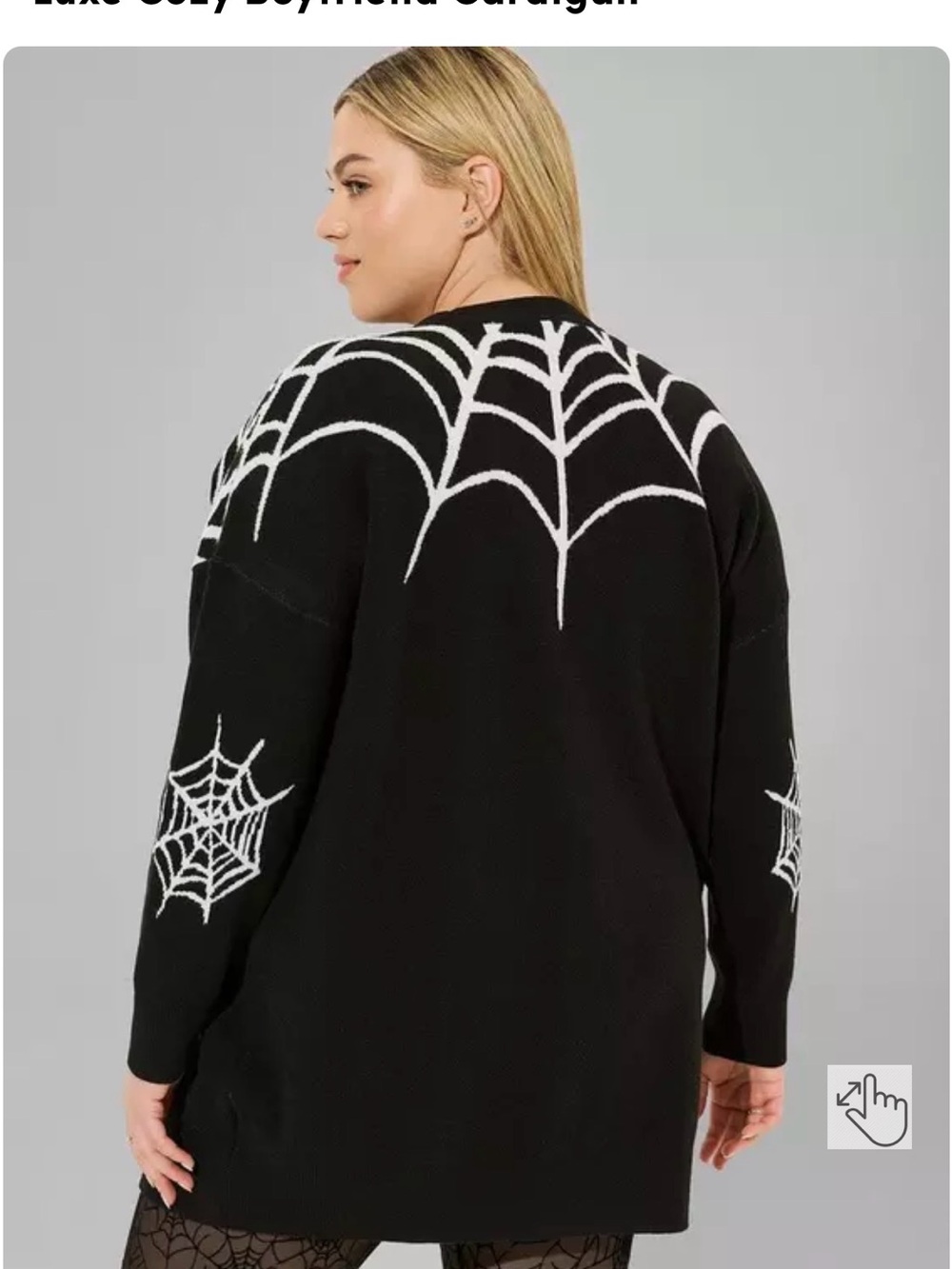 TORRID NWT Black Spiderweb-Cardigan Sweate - Picture 2 of 3